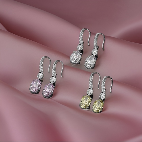 Pink Lab Diamond Dangle Earrings - Picture 7 of 7